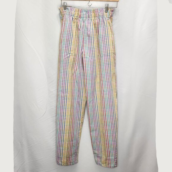 Vintage Cherokee Pleated High Rise Pants Womens 4 Small S Pastel Plaid Mom LL10X - Picture 2 of 7